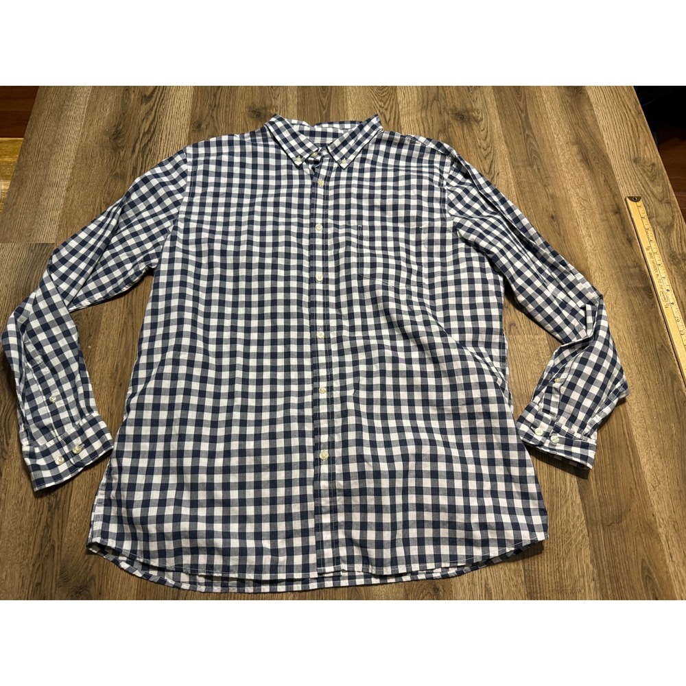 Sonoma Goods For Life Shirt Men Size XL Blue Gingham Button Down Long Sleeve